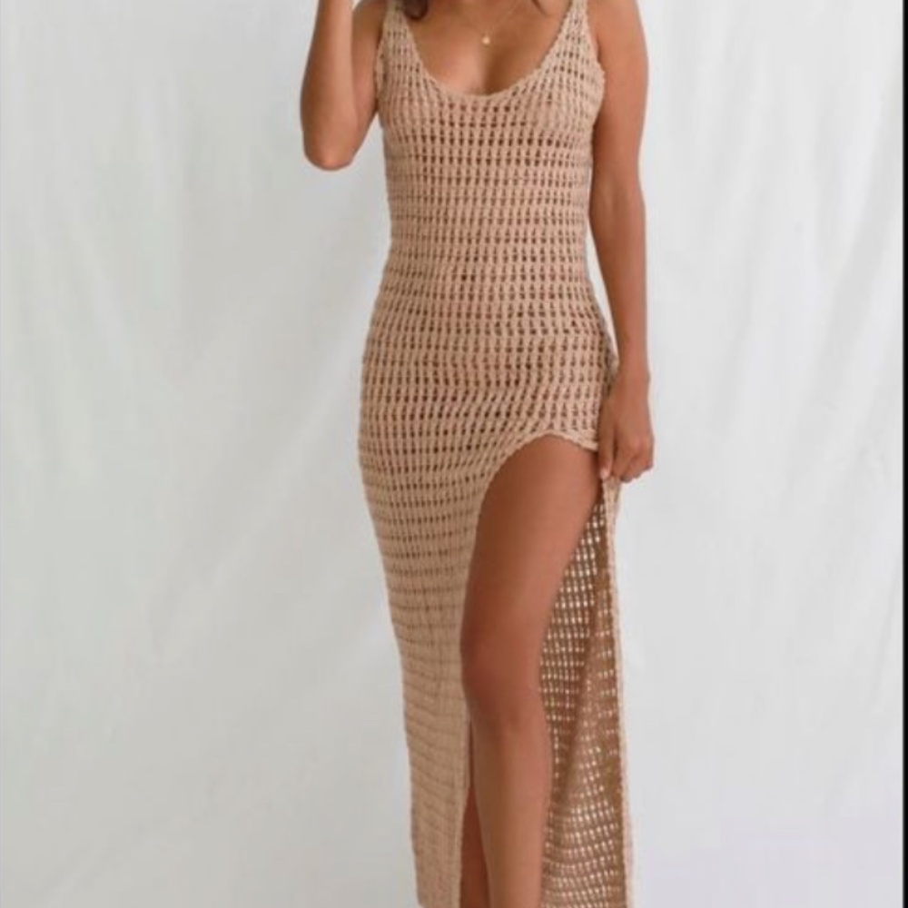 Flook The Label, Tan Crochet Dress